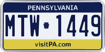 PA license plate MTW1449