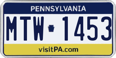 PA license plate MTW1453