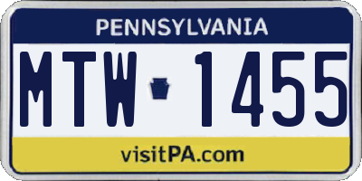 PA license plate MTW1455