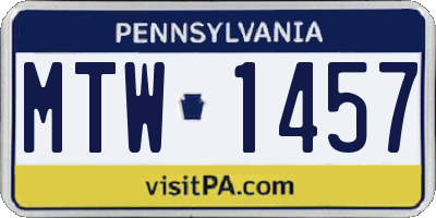 PA license plate MTW1457