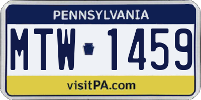 PA license plate MTW1459