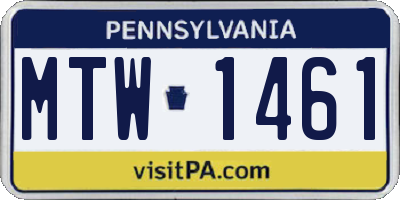 PA license plate MTW1461