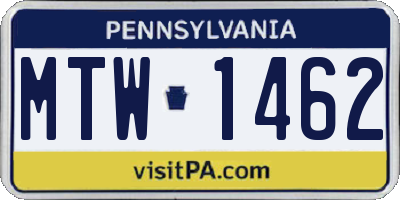 PA license plate MTW1462