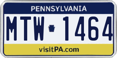 PA license plate MTW1464