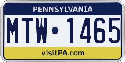 PA license plate MTW1465