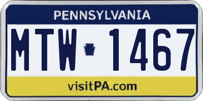PA license plate MTW1467