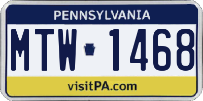 PA license plate MTW1468
