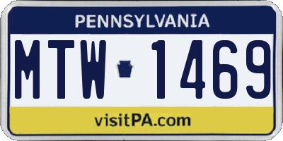 PA license plate MTW1469