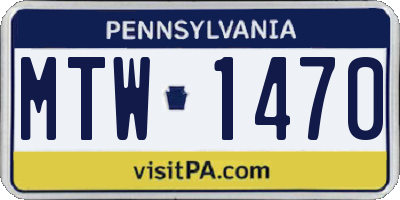 PA license plate MTW1470