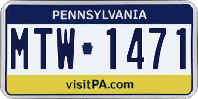 PA license plate MTW1471