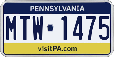 PA license plate MTW1475