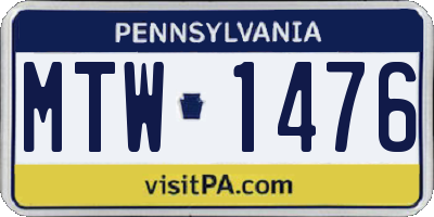 PA license plate MTW1476