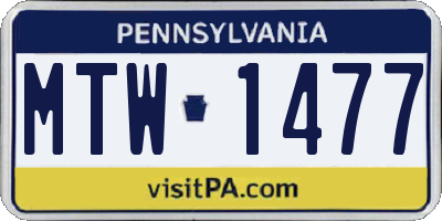 PA license plate MTW1477