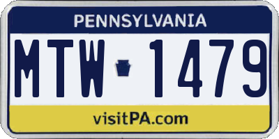 PA license plate MTW1479