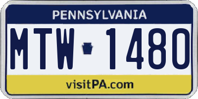 PA license plate MTW1480