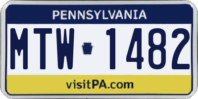 PA license plate MTW1482