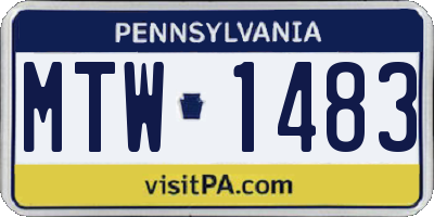 PA license plate MTW1483