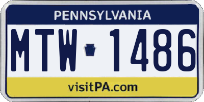 PA license plate MTW1486