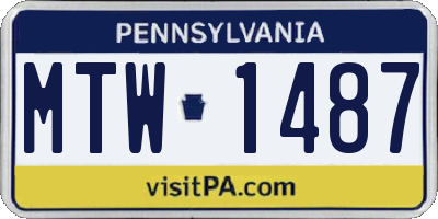 PA license plate MTW1487