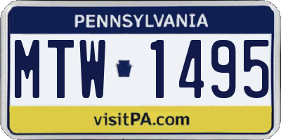 PA license plate MTW1495