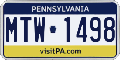 PA license plate MTW1498