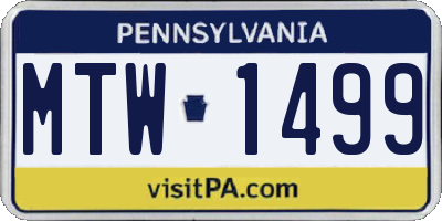 PA license plate MTW1499