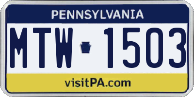 PA license plate MTW1503