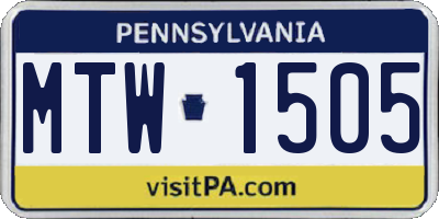 PA license plate MTW1505