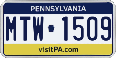 PA license plate MTW1509