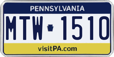 PA license plate MTW1510