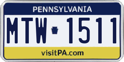PA license plate MTW1511