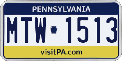 PA license plate MTW1513