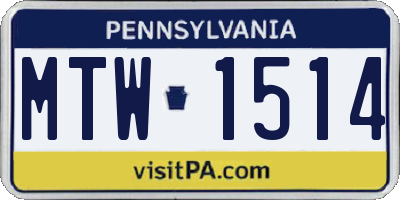 PA license plate MTW1514