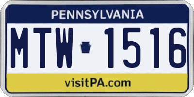 PA license plate MTW1516