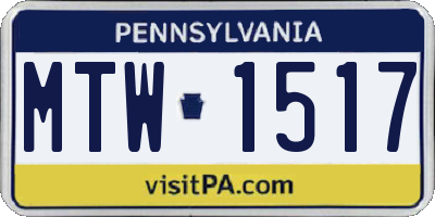 PA license plate MTW1517