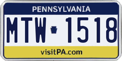PA license plate MTW1518
