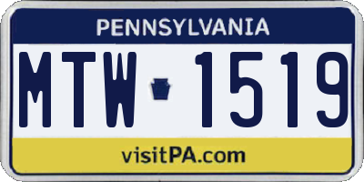 PA license plate MTW1519