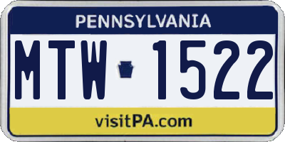 PA license plate MTW1522