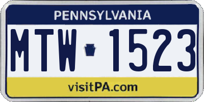 PA license plate MTW1523