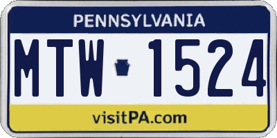 PA license plate MTW1524