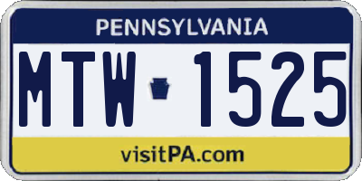 PA license plate MTW1525