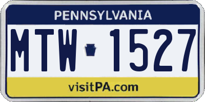 PA license plate MTW1527