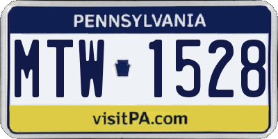 PA license plate MTW1528