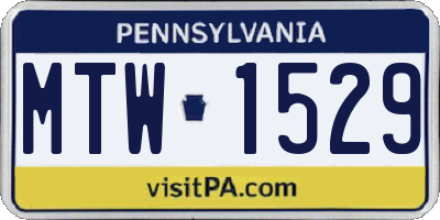 PA license plate MTW1529