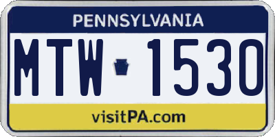 PA license plate MTW1530