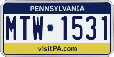 PA license plate MTW1531