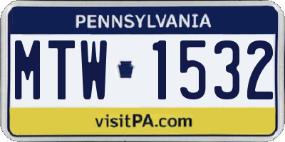 PA license plate MTW1532