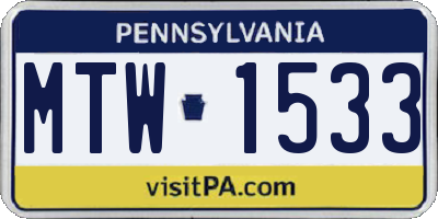 PA license plate MTW1533