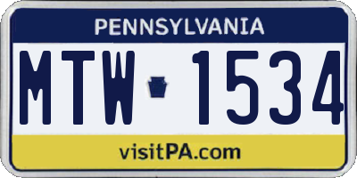 PA license plate MTW1534