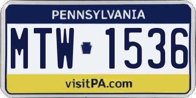 PA license plate MTW1536